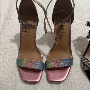 Wild Pair Pink Heels with Glitter Strap